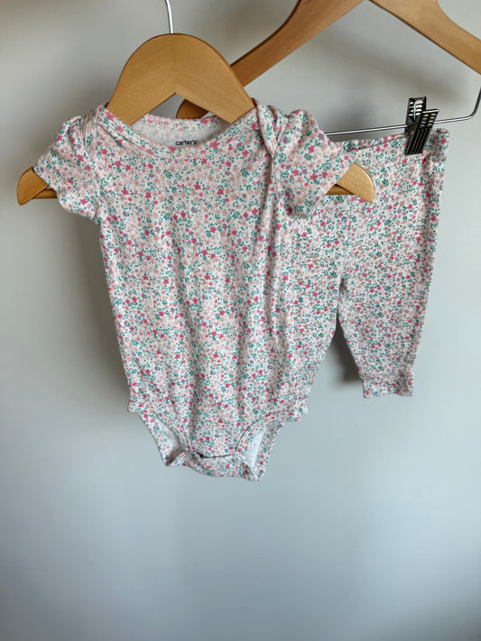 Floral Bodysuit + Pants Set / 9m
