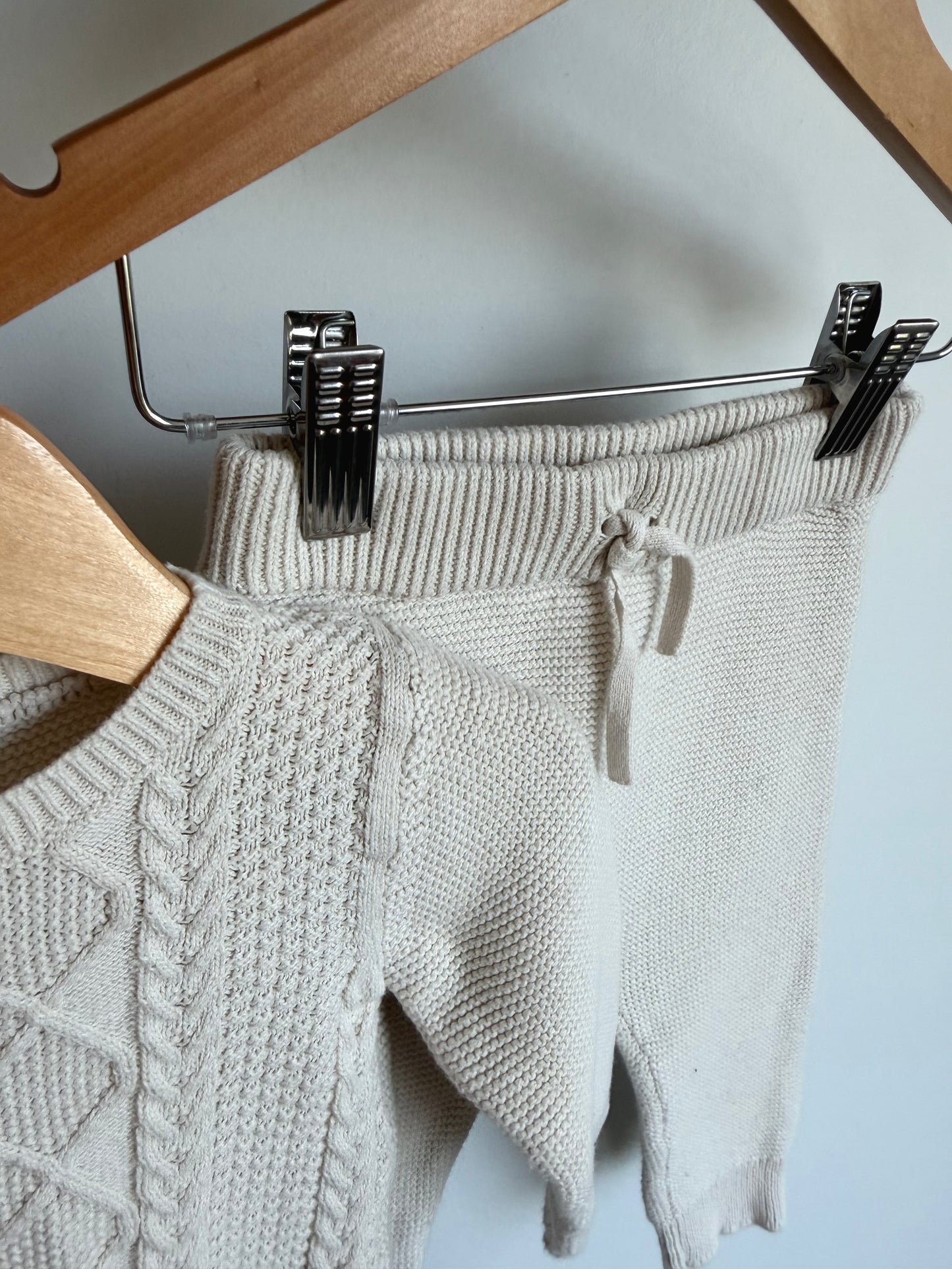 Oat Cable Knit Sweater + Pants Set / 12m