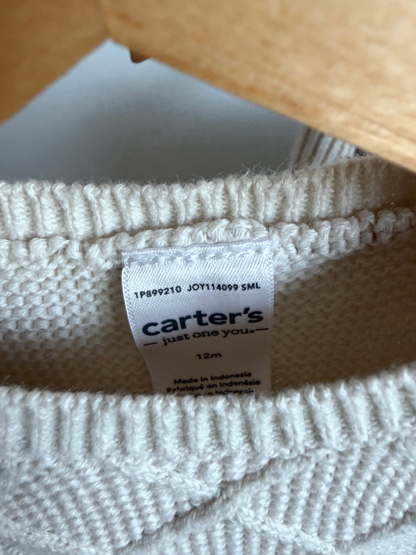 Oat Cable Knit Sweater + Pants Set / 12m