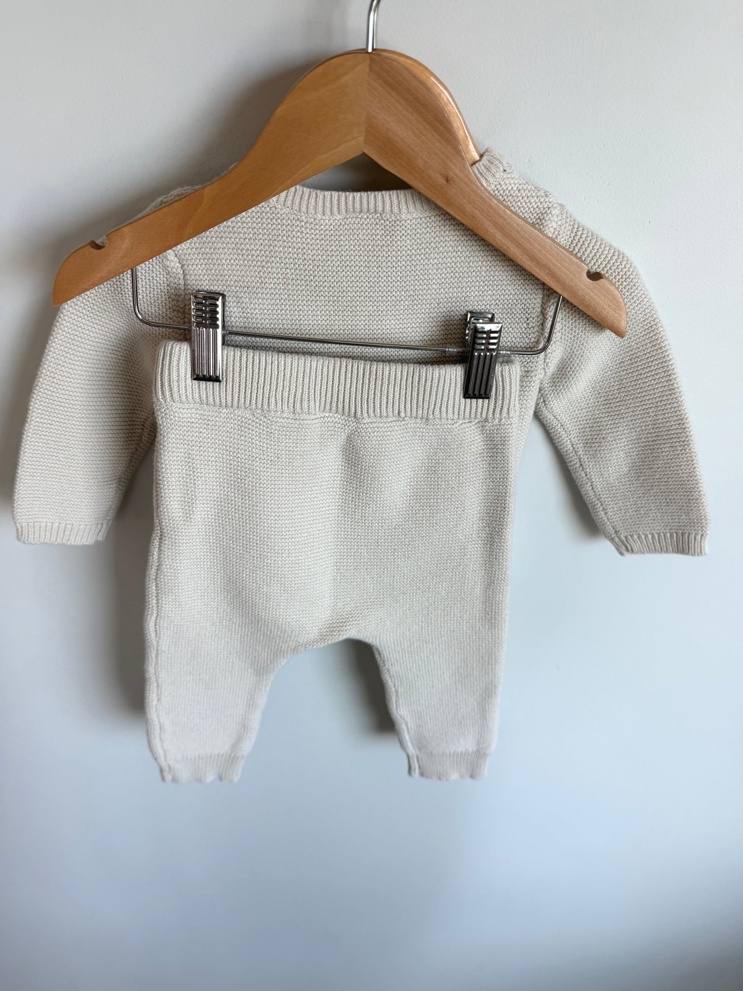 Oat Cable Knit Sweater + Pants Set / 12m