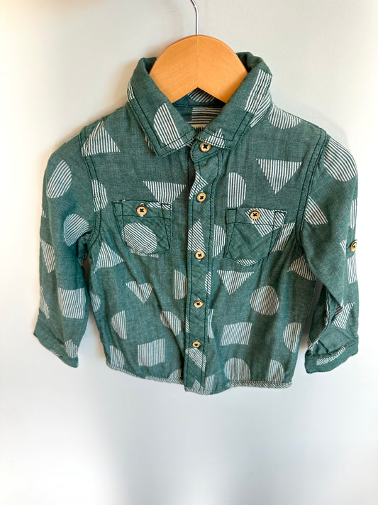 Oshkosh Green Shapes Button Up Long Sleeve / 2T
