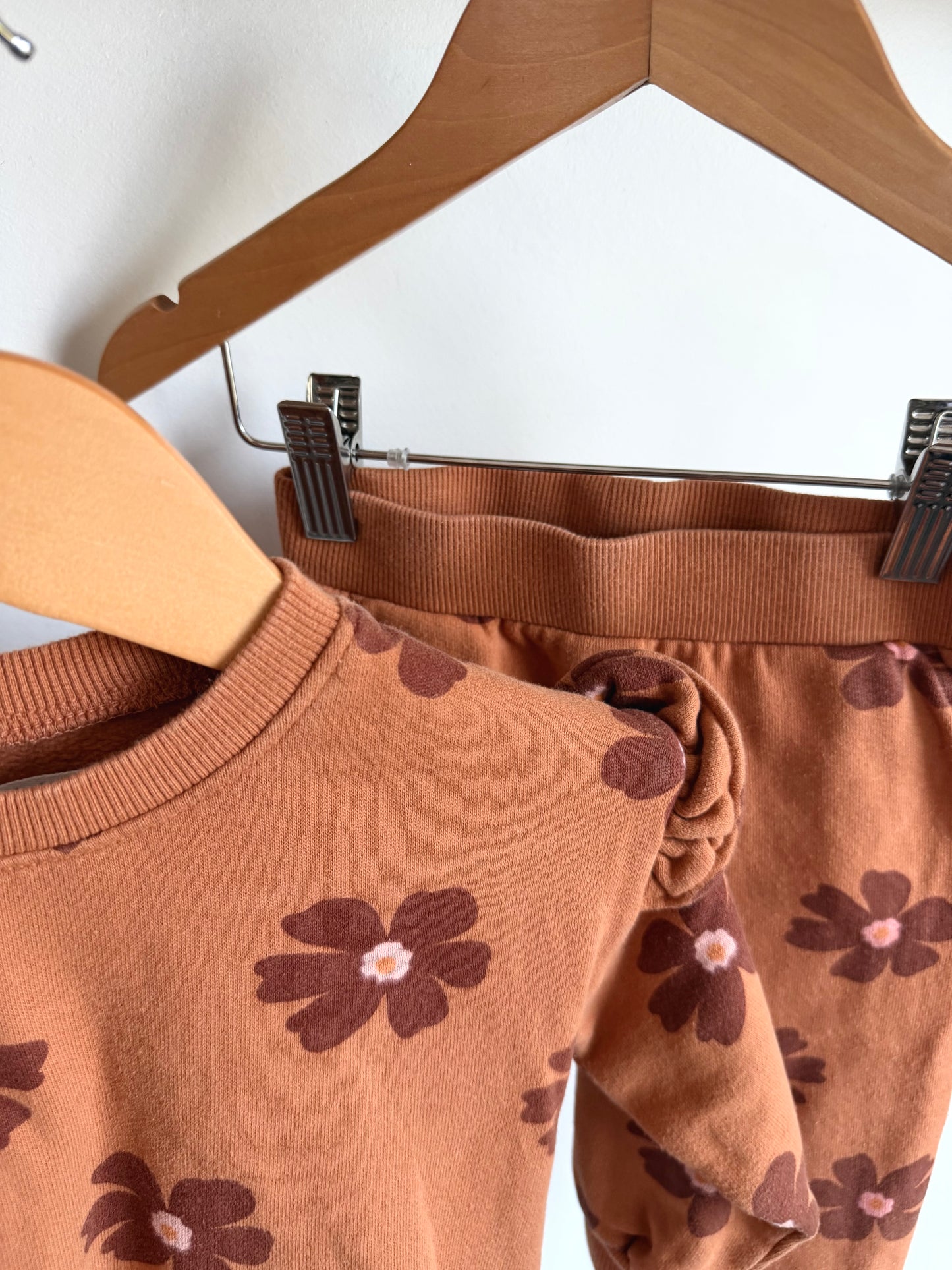 Rust Floral Sweater + Pants Set / 9-12m