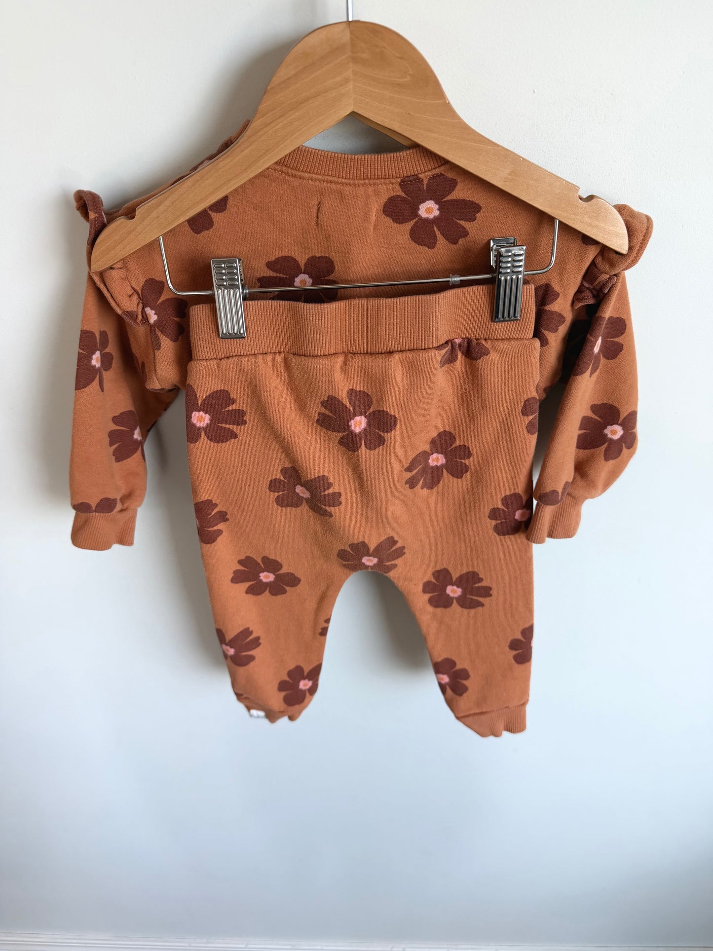 Rust Floral Sweater + Pants Set / 9-12m