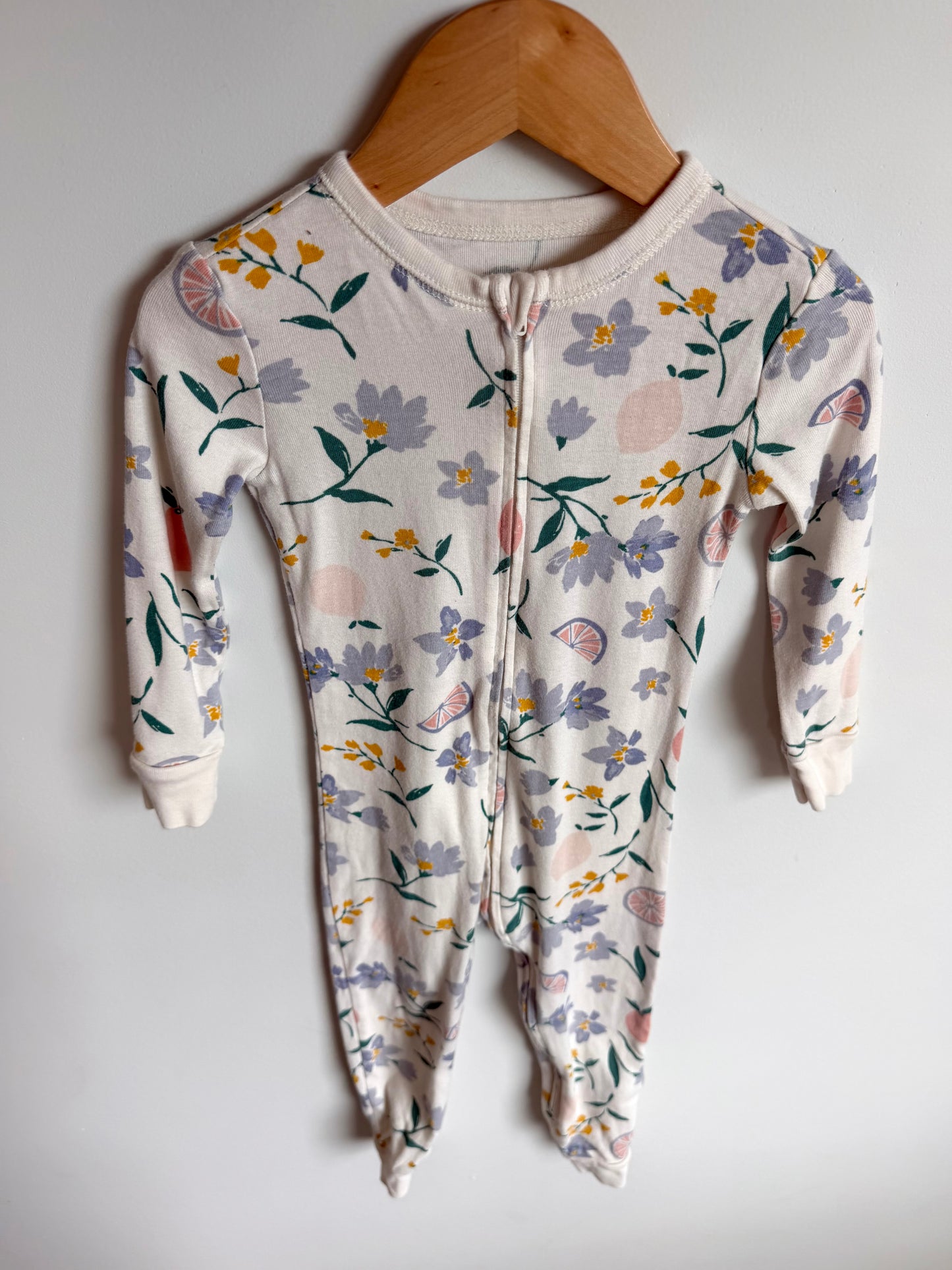 White Floral Fruit Sleeper / 3T