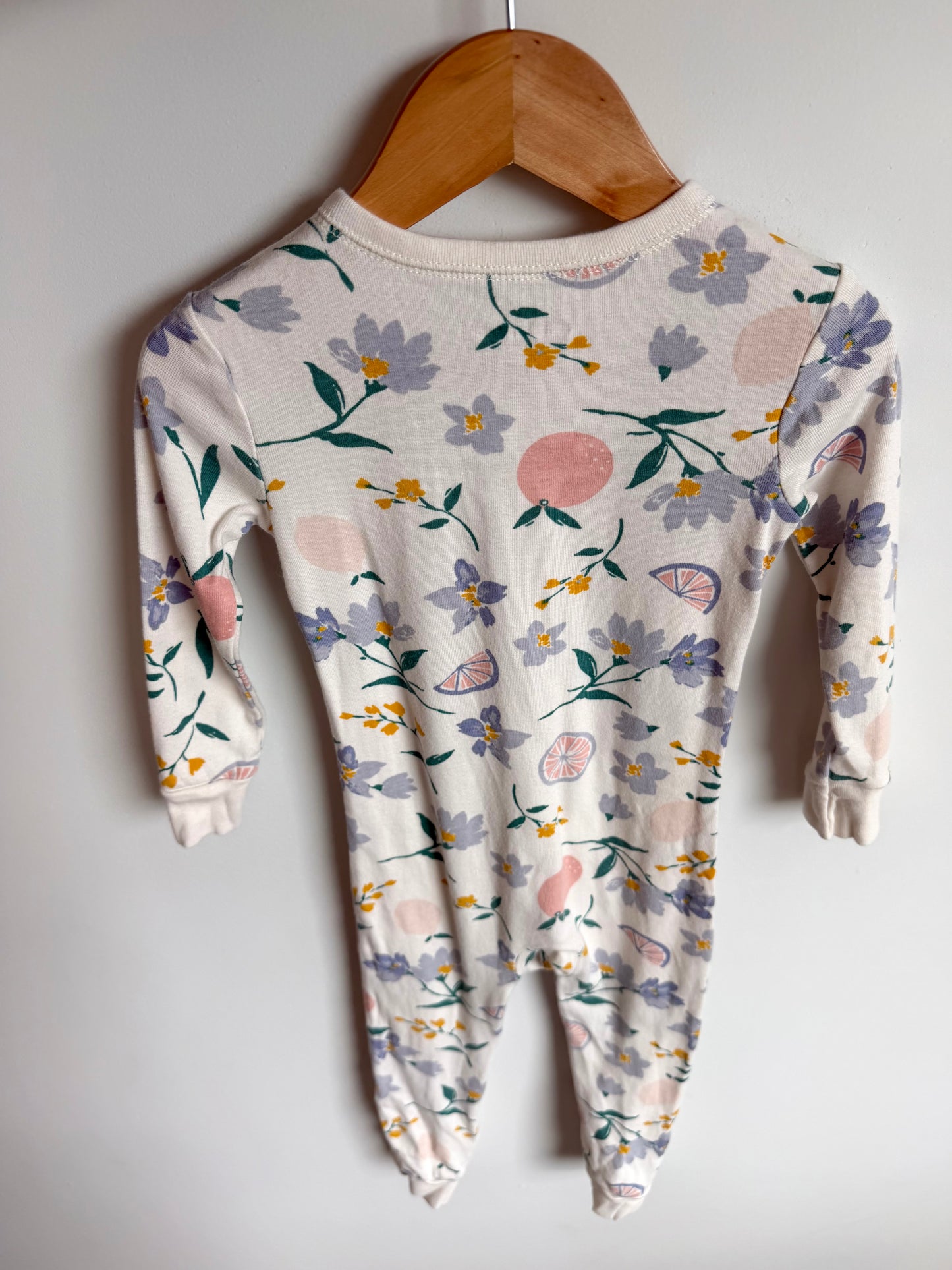 White Floral Fruit Sleeper / 3T