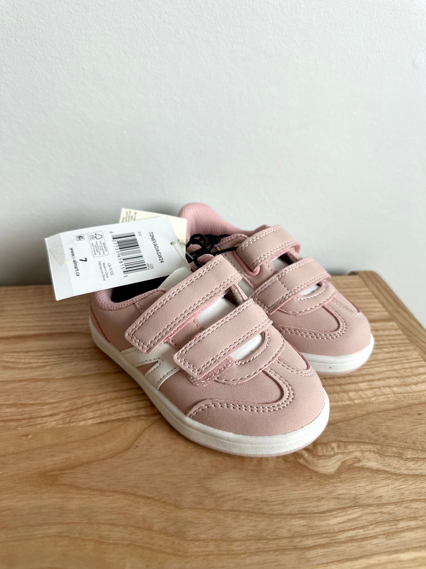 Pink Velcro Runners (With Tags) / Size 7 Toddler