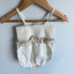 Cream Eyelet Ruffle Bubble Romper / 6-12m