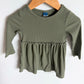 Green Long Sleeve Ribbed Dress / 12-18m