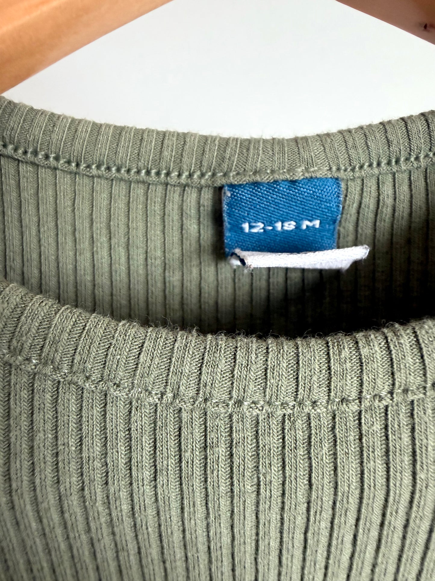 Green Long Sleeve Ribbed Dress / 12-18m