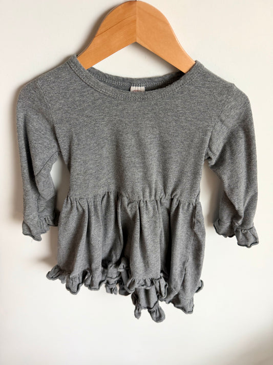 Grey Ruffle Trim Dress / 3T