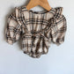 Plaid Ruffle Sleeve Bubble Romper / 6-12m