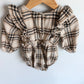 Plaid Ruffle Sleeve Bubble Romper / 6-12m