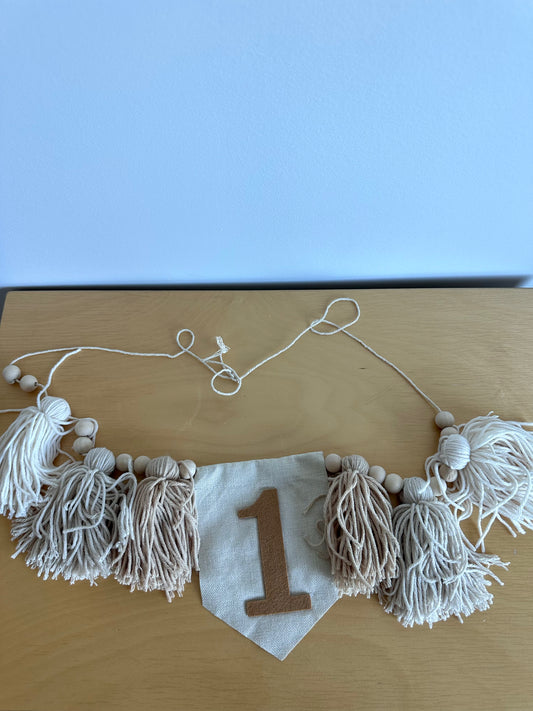 Neutral 1st Birthday Banner
