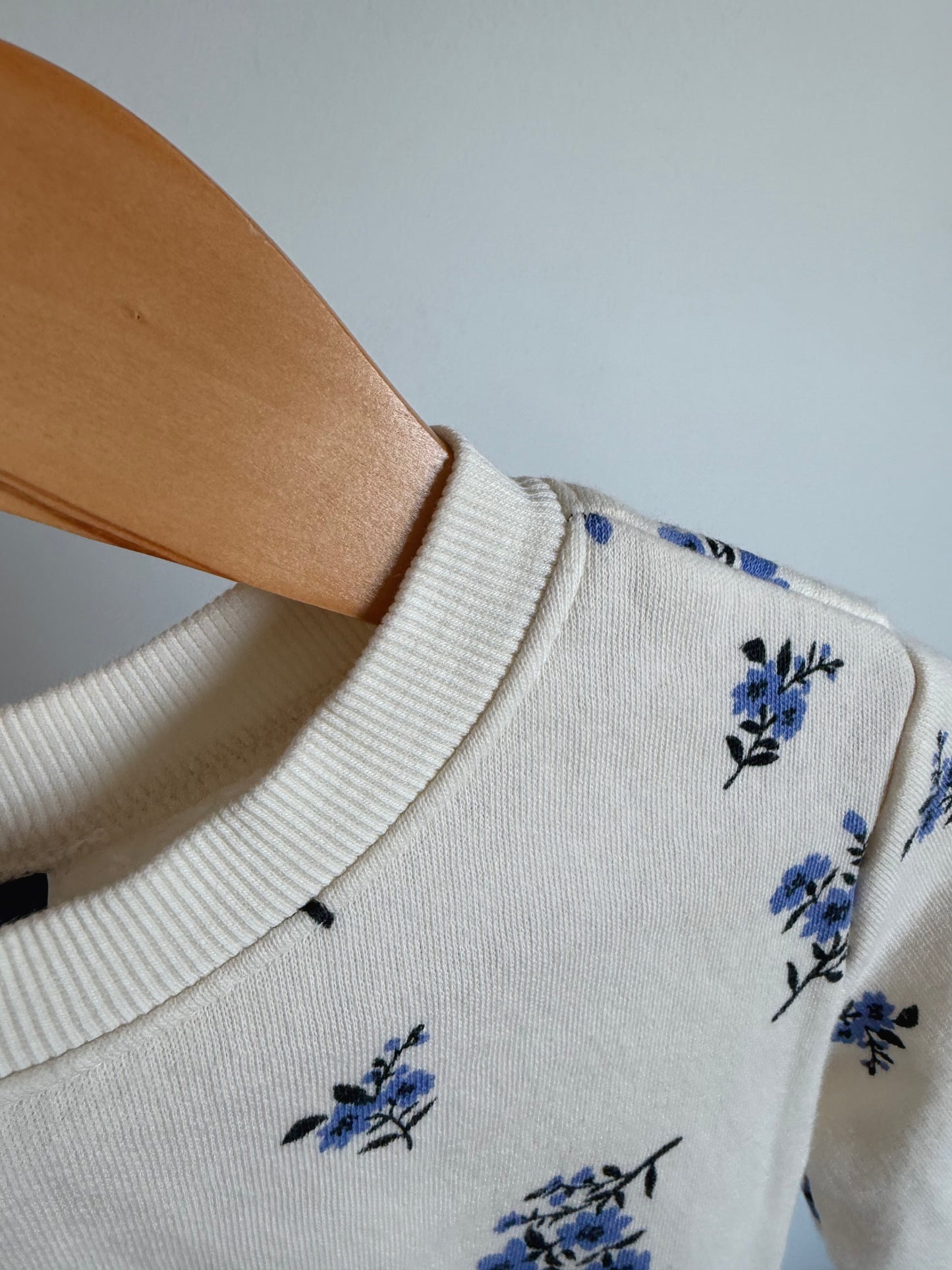Blue Flowers Sweater Bubble Romper / 6-12m