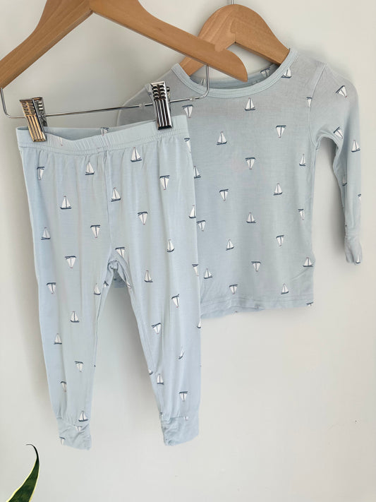 Blue Sailboat Two Piece PJ Set / 12-18m