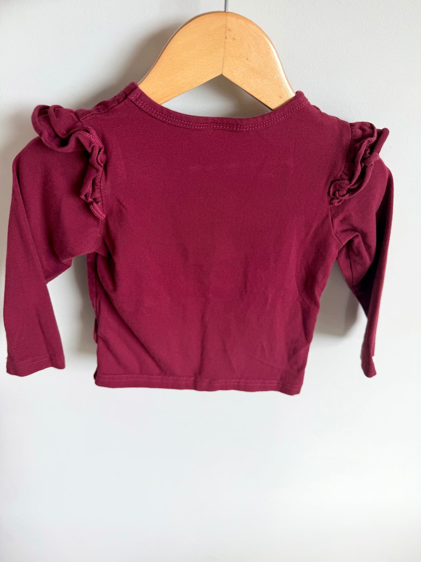 Burgundy Ruffle Sleeve Top / 2T