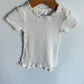 Cream Waffle Lace Trim Romper / 6-9m