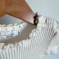 Cream Waffle Lace Trim Romper / 6-9m