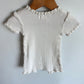 Cream Waffle Lace Trim Romper / 6-9m