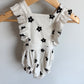 White Ribbed Floral Overall Bubble Shorts / 6-9m