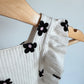 White Ribbed Floral Overall Bubble Shorts / 6-9m