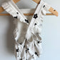 White Ribbed Floral Overall Bubble Shorts / 6-9m
