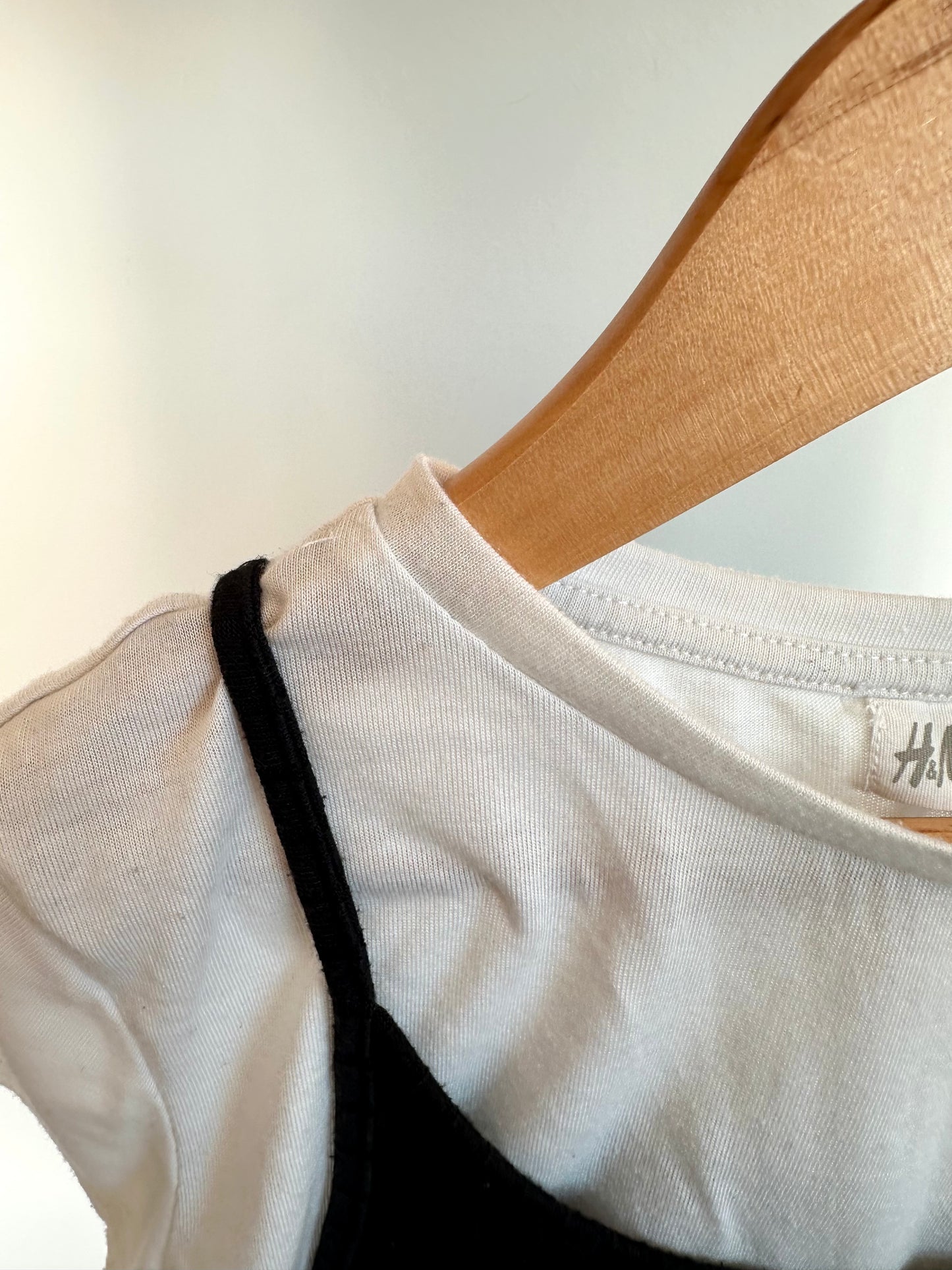 H&M Black Rib Dress with White T-shirt / 10-12 years
