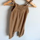 Camel Smocked Jumpsuit / 6-12m