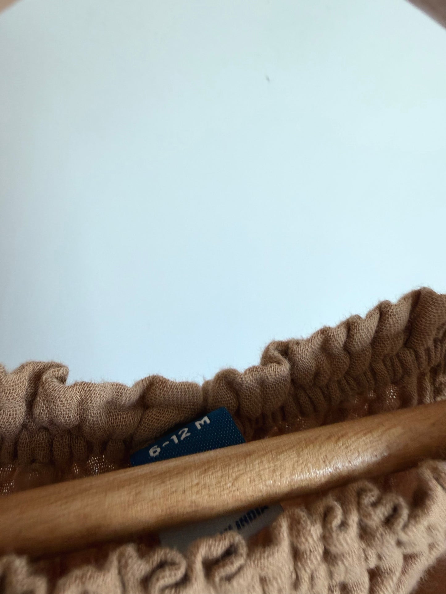 Camel Smocked Jumpsuit / 6-12m