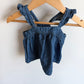 Chambray Ruffle Strap Top  / 6-12m