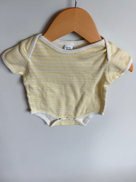 Yellow Striped Cotton Bodysuit / 0-3m