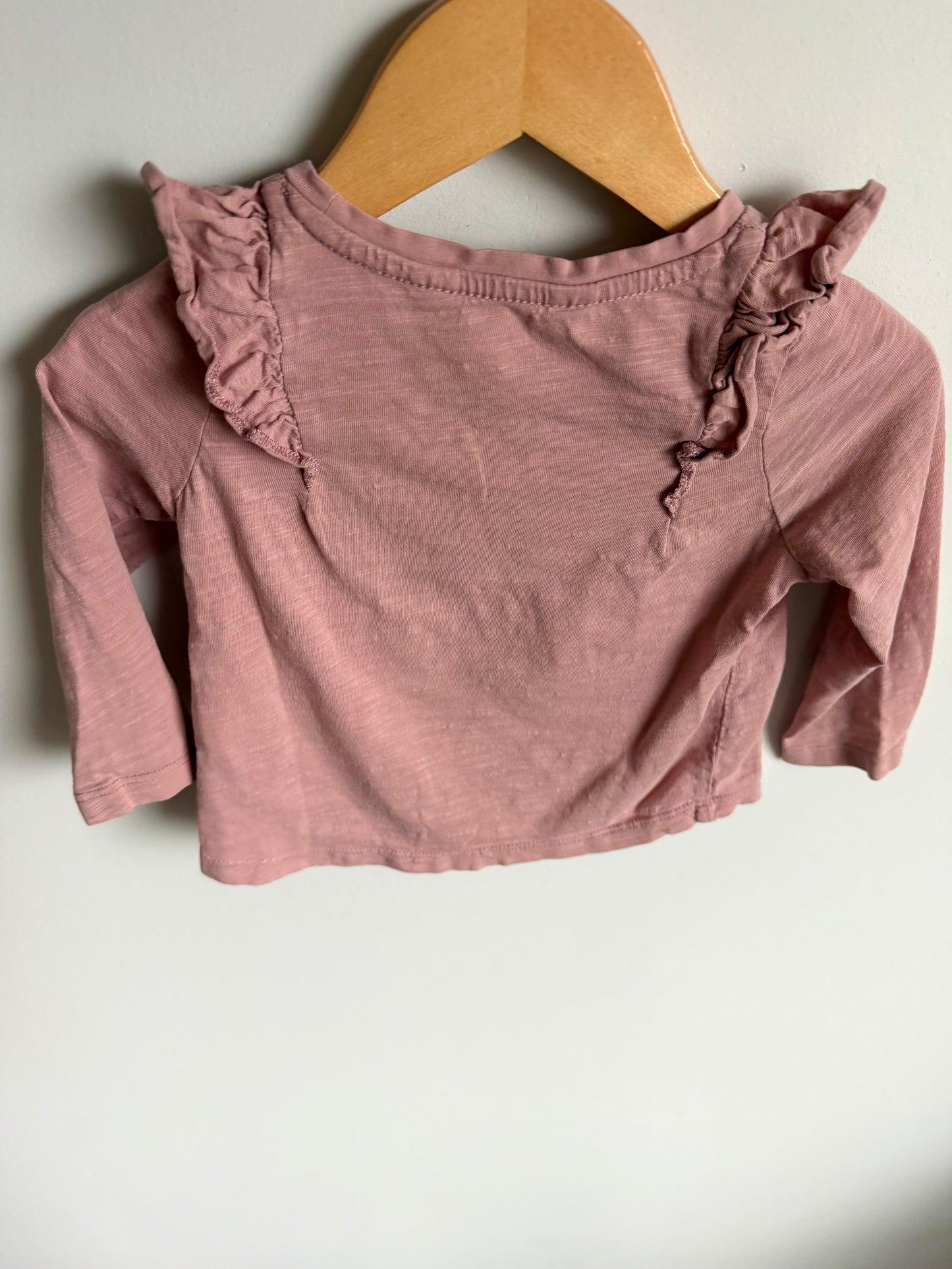 H&M Pink Ruffle Long Sleeve Top / 18m
