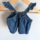 Chambray Ruffle Strap Top  / 6-12m