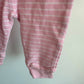 Pink Bodysuit, Striped Pants + Beanie Set / 6m
