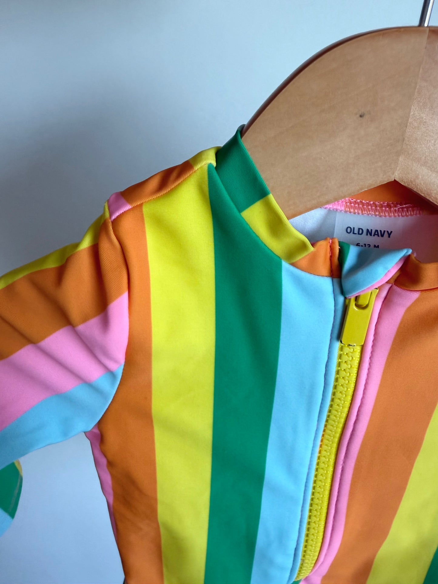 Long Sleeve Vertical Stripes Swimsuit / 6-12m