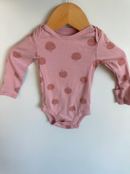 Set of 2 Long Sleeve Bodysuits- Apples + Birds / 3m