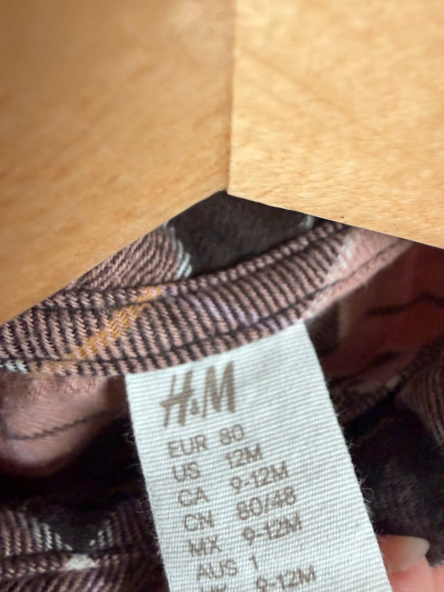 Brown + Pink Plaid Top / 9-12m