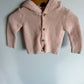 Pink Knit Button Hoodie / 9m