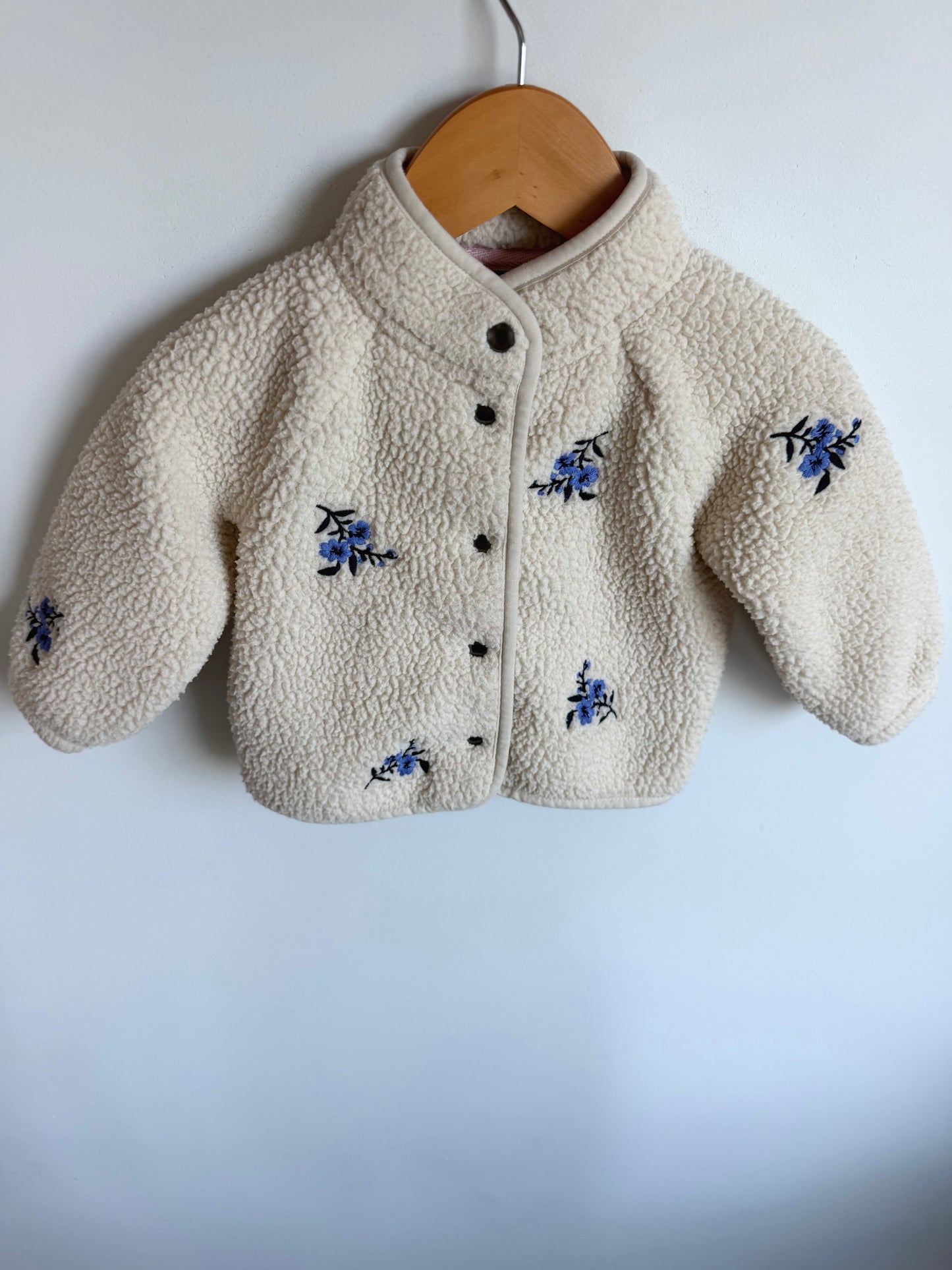 Embroidered Flower Cream Coat / 6-12m
