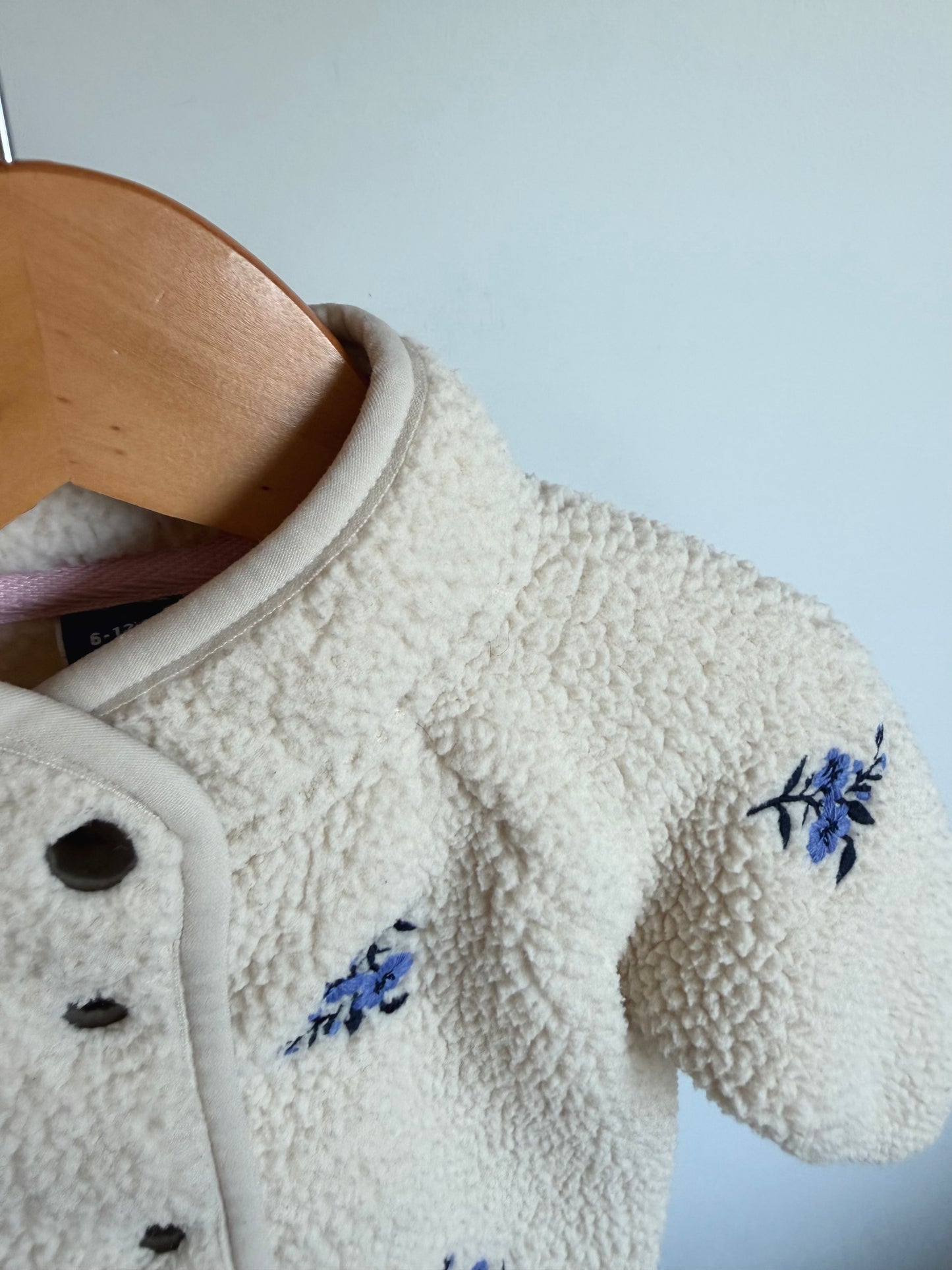 Embroidered Flower Cream Coat / 6-12m