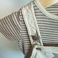 Tan Striped Bodysuit + Star Short Overalls / 3-6m