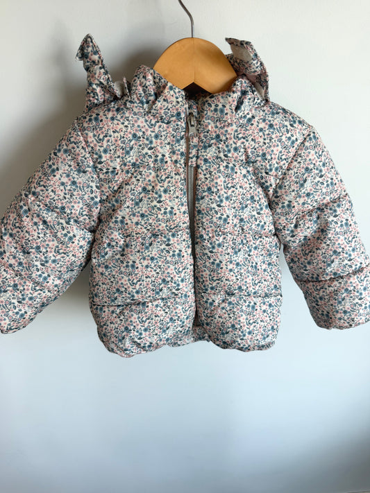 H&M Floral Removable Hood Jacket / 6-9m