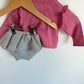 Mayoral Blush Knit Cardigan + Ruffle Shorties Set / 4-6m