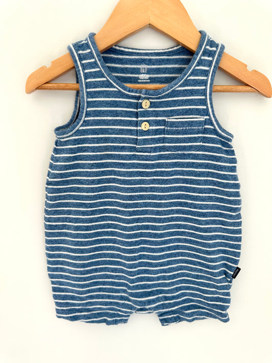 Gap Blue Striped Romper / 12-18m