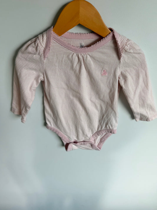 Gap Pink Striped Bodysuit / 12-18m