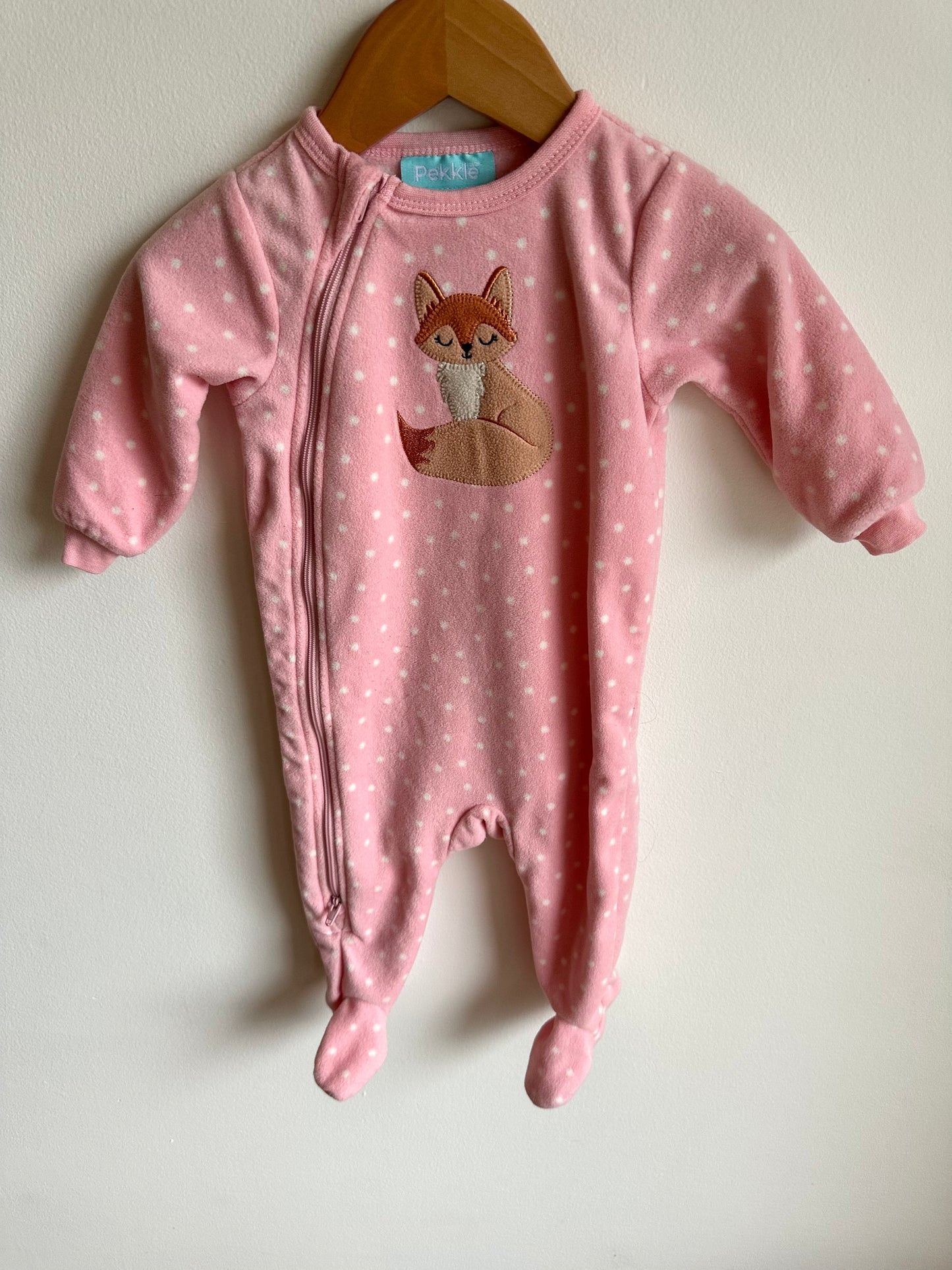 Pink Fleece Fox Sleeper / 6m