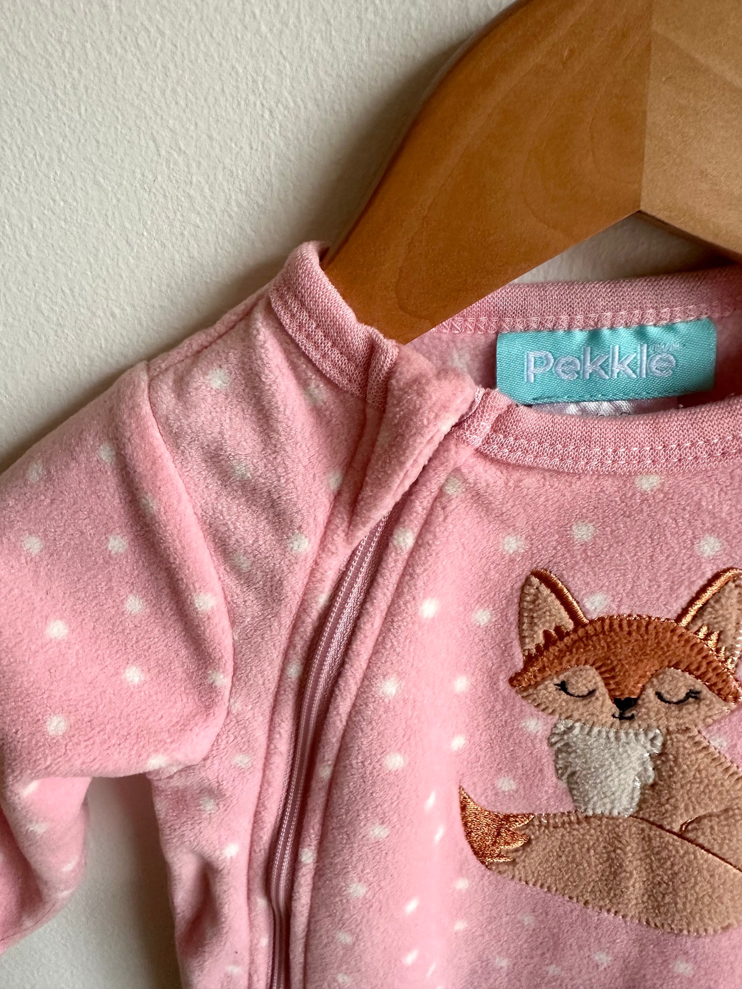 Pink Fleece Fox Sleeper / 6m