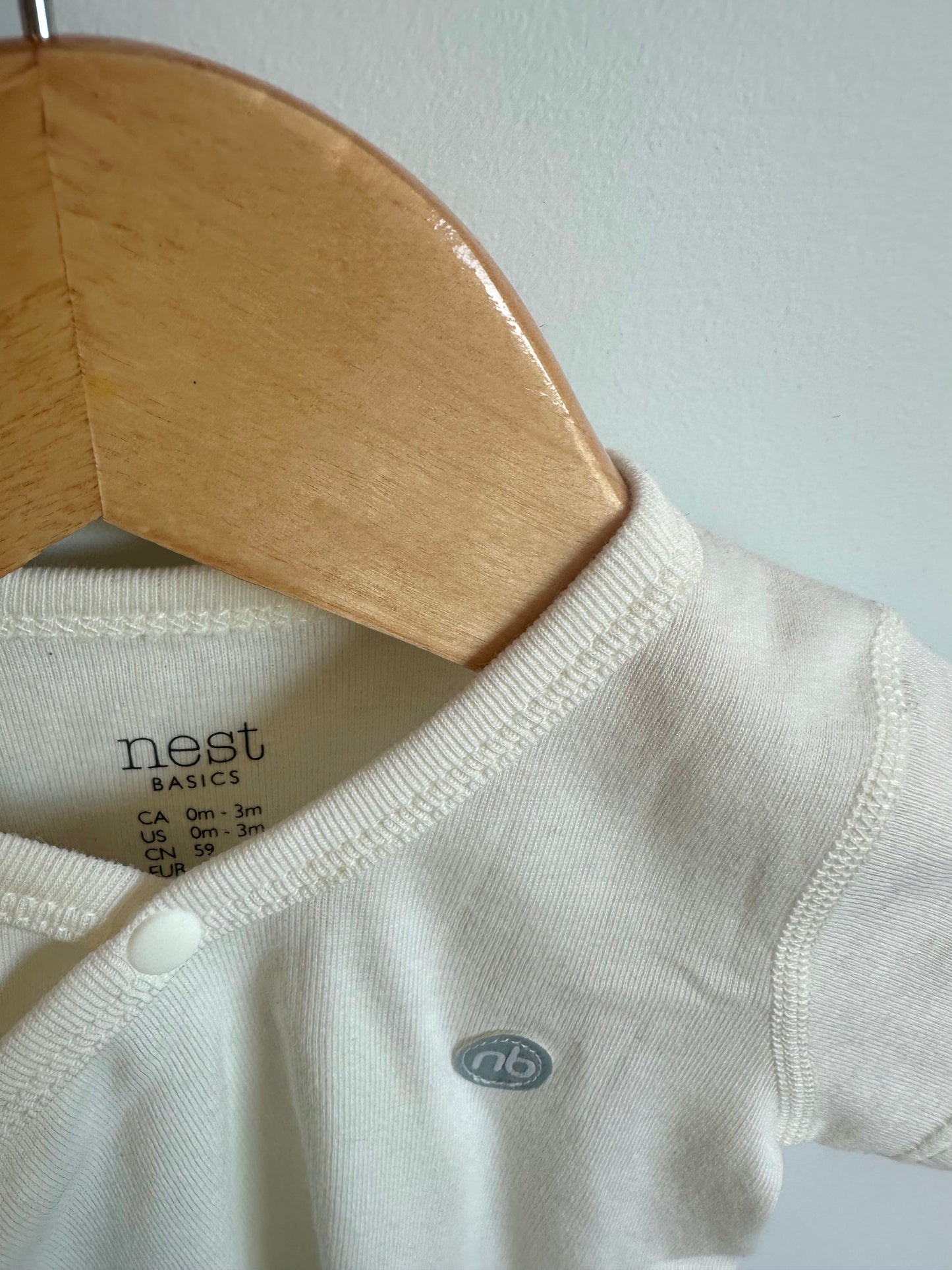 Nest Cream Side Snap Top / 0-3m