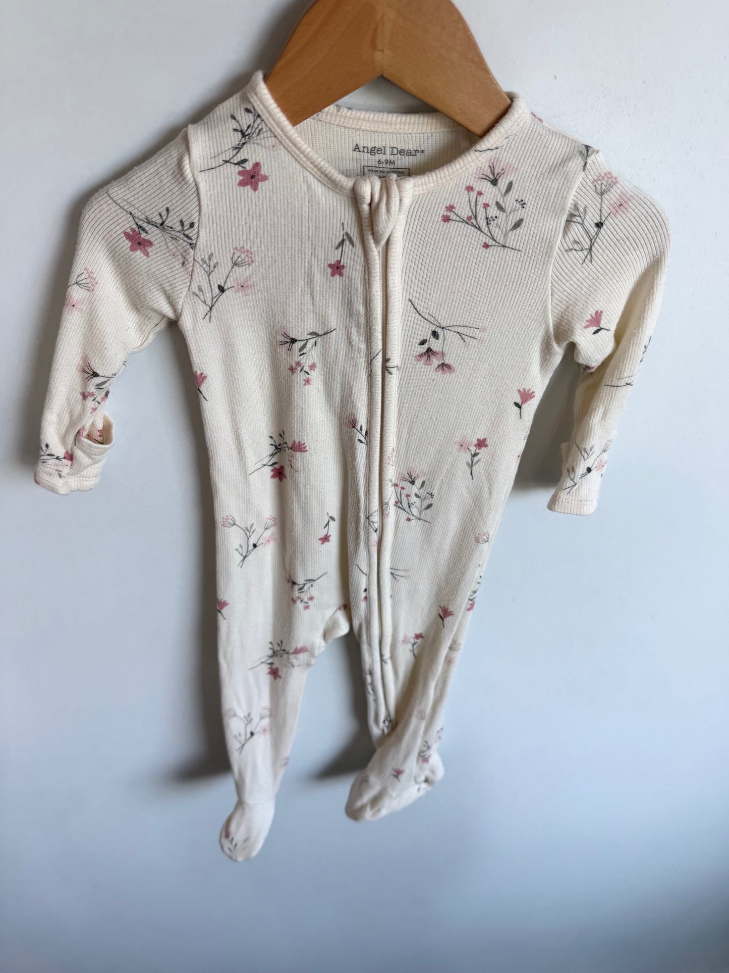 Angel Dear Floral Cream Bamboo Sleeper / 6-12m