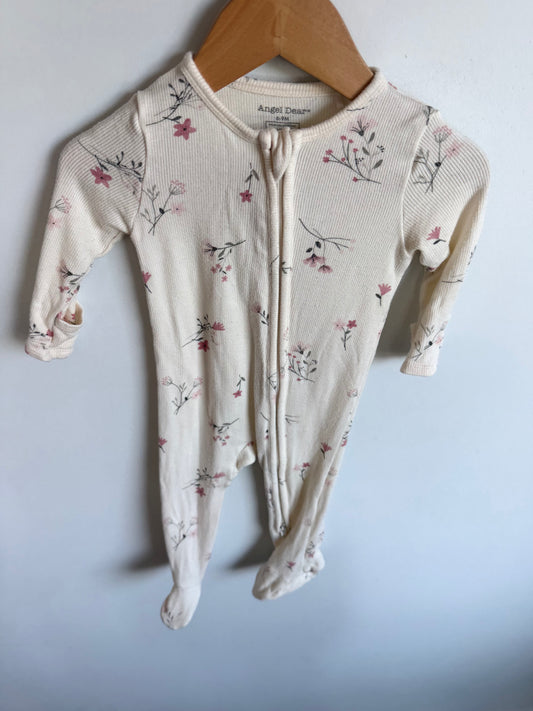 Angel Dear Floral Cream Bamboo Sleeper / 6-12m